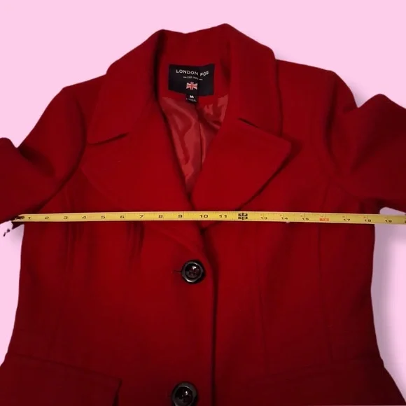 LONDON FOG Red Peacoat NWT Women's Medium Wool Coat Single-Breasted Jacket New - Picture 7 of 15